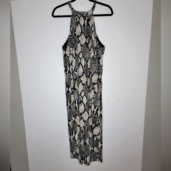 Dresses & Skirts - Almost Famous Snake Print Halter Neck Maxi Dress Black Beige Size 1x
